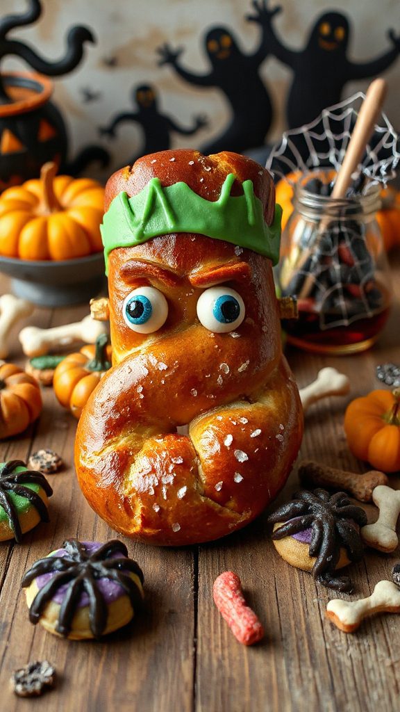 halloween themed monster pretzels