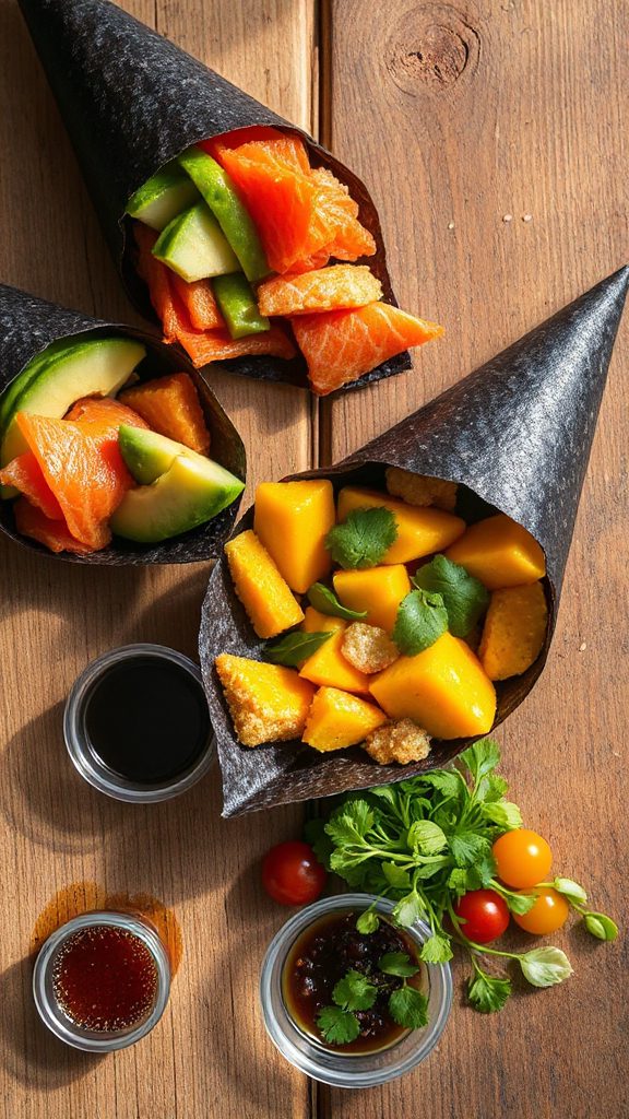 hand held sushi cones fun