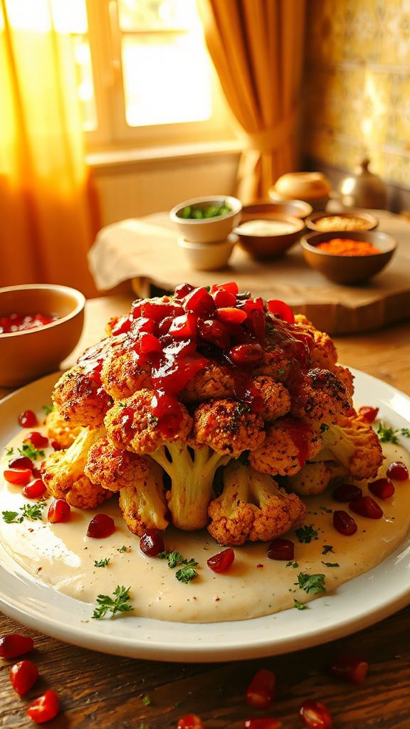 harissa cauliflower with tahini