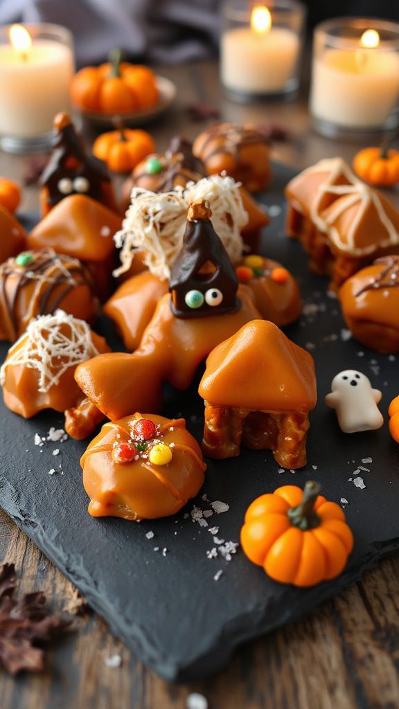 haunted caramel pretzel treats
