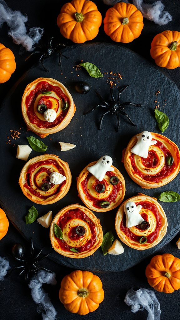 haunted halloween pizza pinwheels