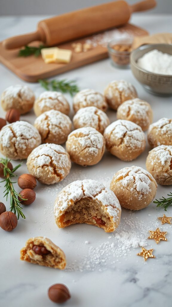 hazelnut cookies with powdered sugar