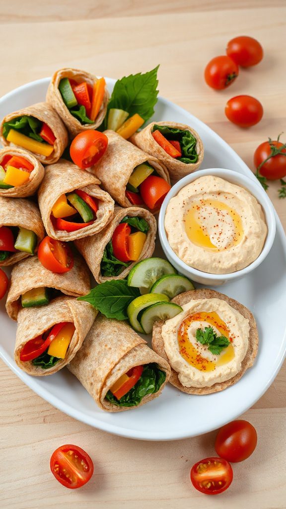 healthy veggie hummus wraps