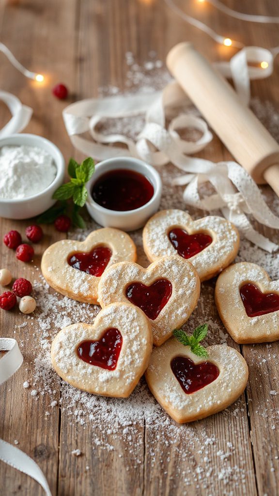 heart shaped jam filled cookies