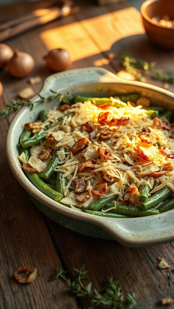 hearty cheddar green bean casserole