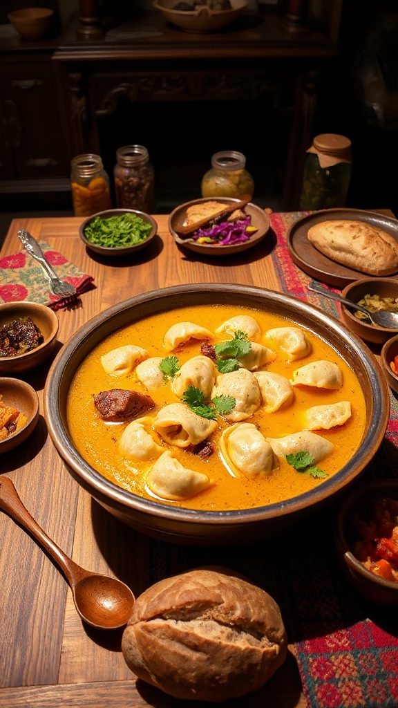 hearty dumpling noodle soup