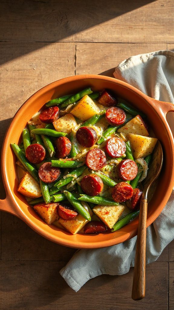 hearty kielbasa potato gratin