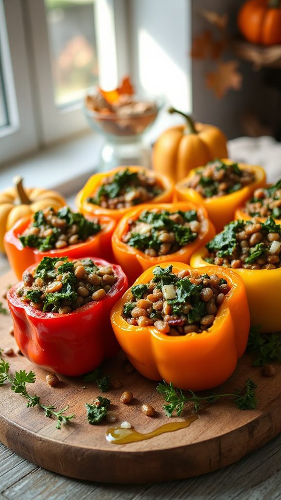 hearty lentil kale stuffed peppers hearty lentil kale stuffed peppers