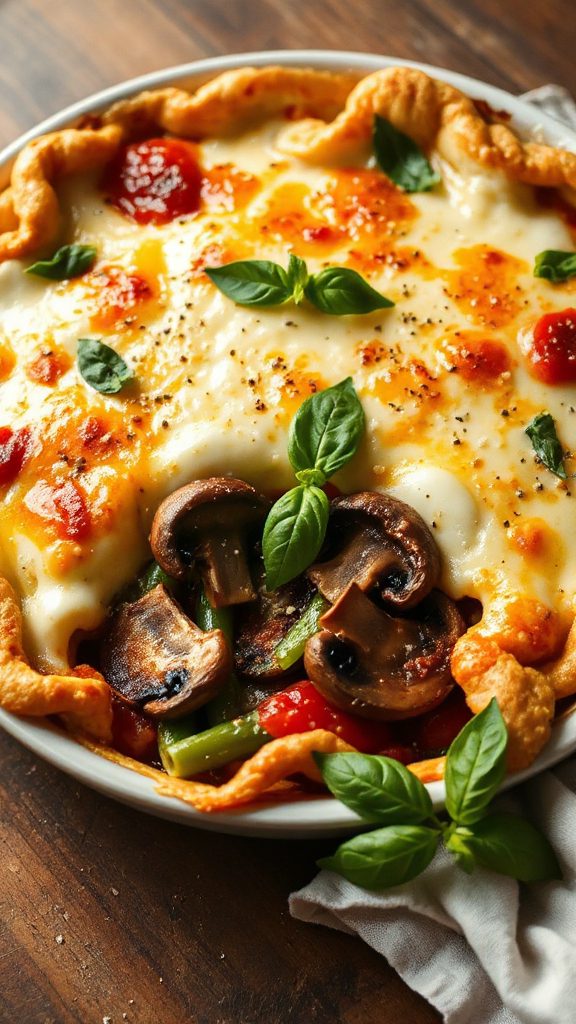 hearty mozzarella green bean bake