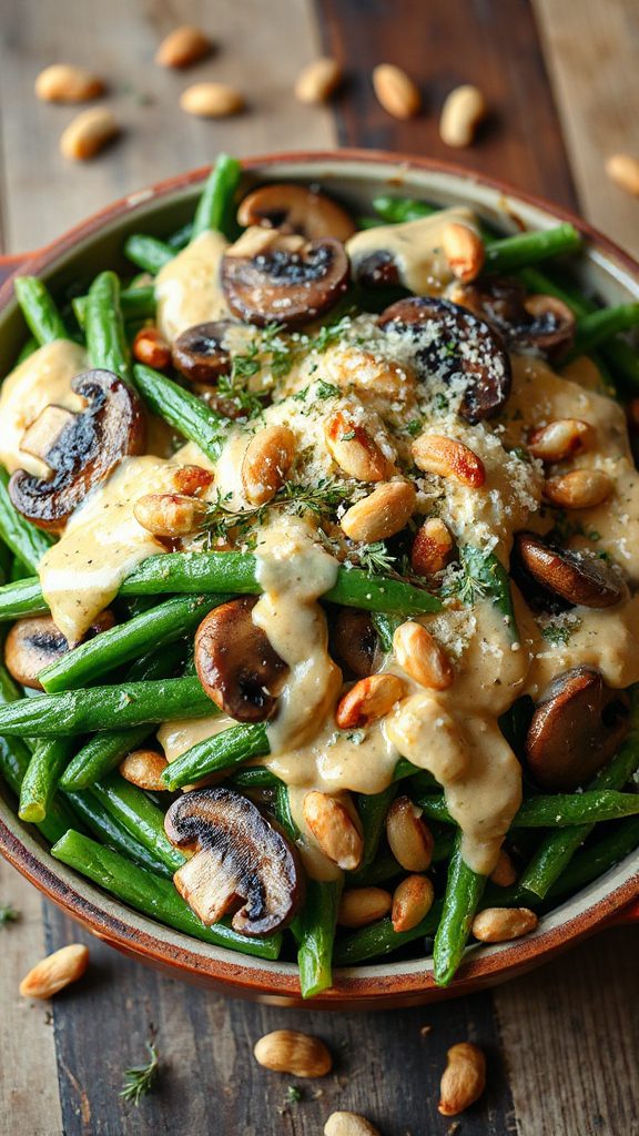 hearty mushroom green bean bake