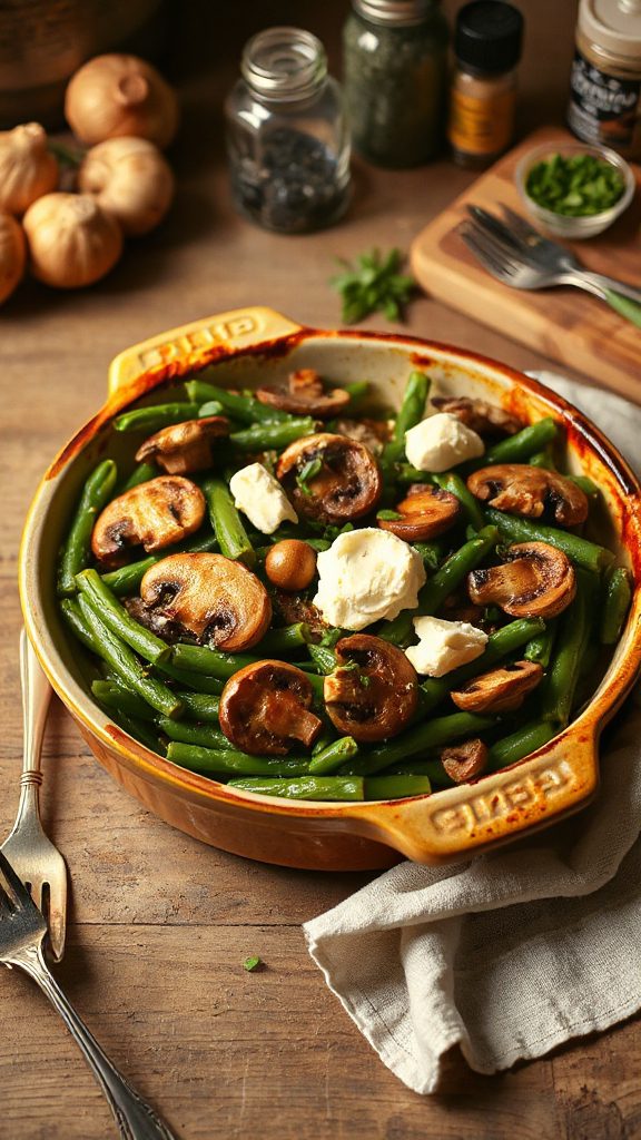hearty mushroom green bean casserole
