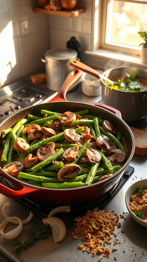 hearty mushroom green bean casserole
