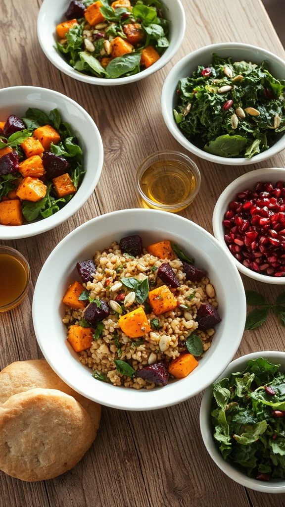 hearty roasted vegetable farro salad