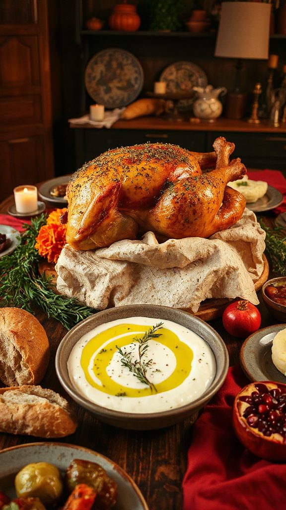 herb crusted turkey with gravy