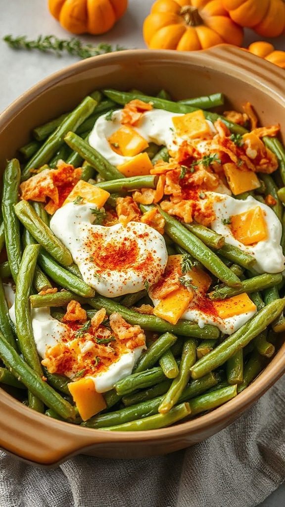herb infused cheddar green beans