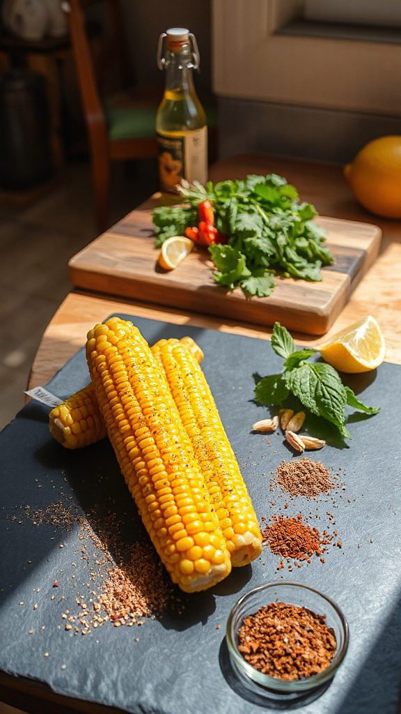 herb spiced grilled corn