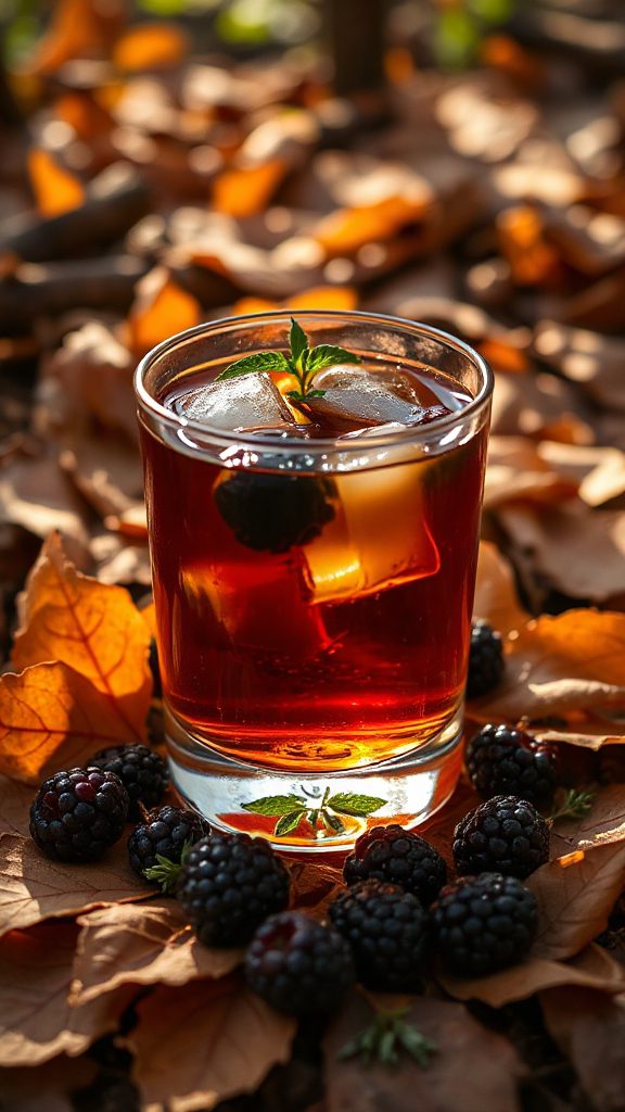 herbal blackberry whiskey cocktail