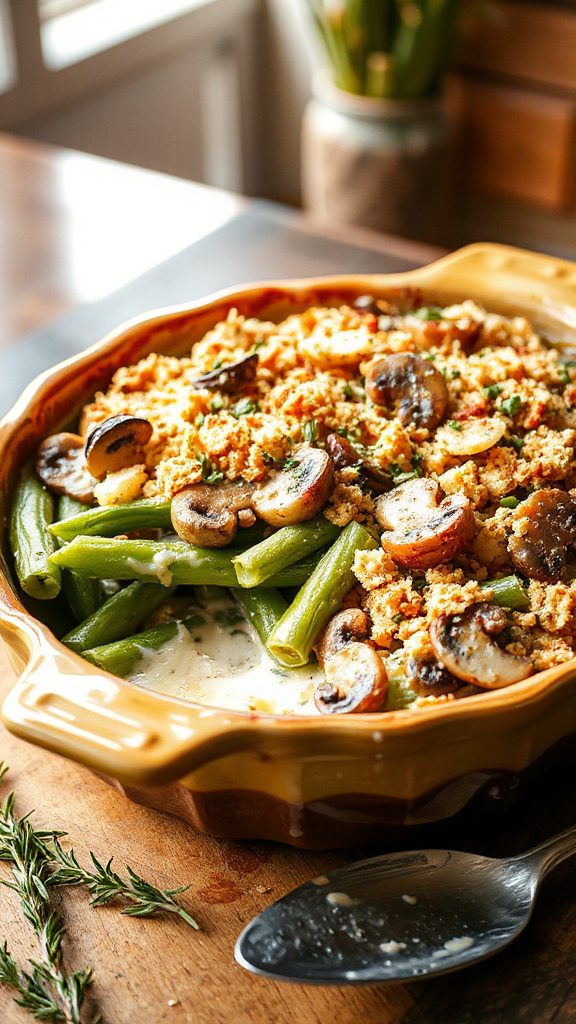 herbed mushroom green bean casserole