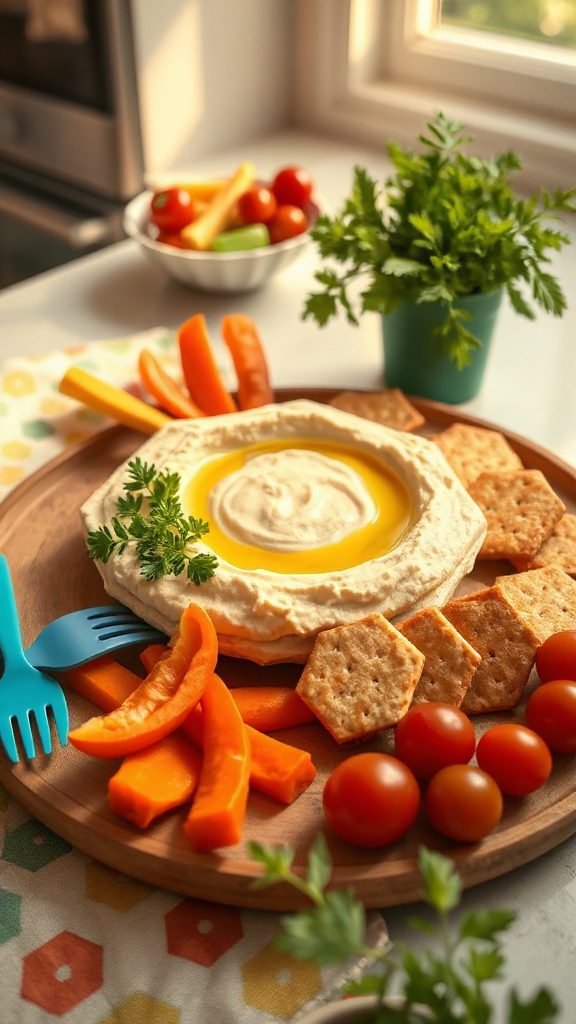hexagon shaped hummus snack
