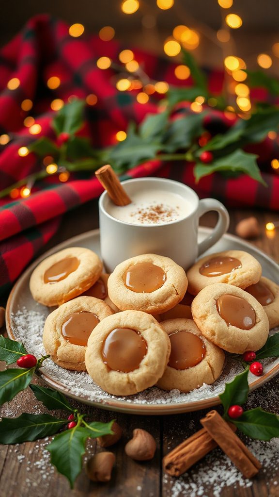 holiday eggnog thumbprint cookies