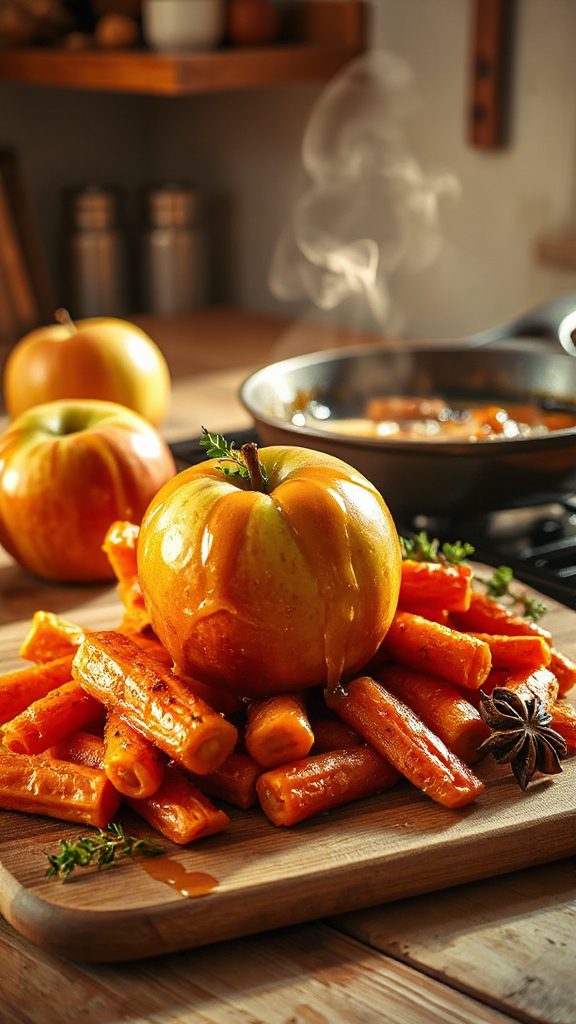 honey glazed carrots and apples