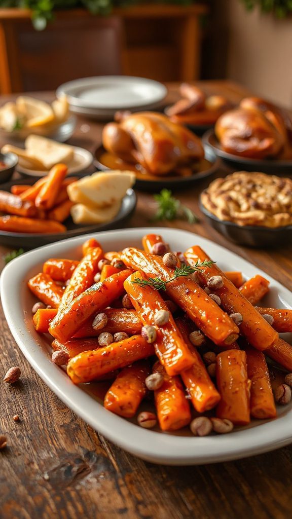 honey glazed pink peppercorn carrots