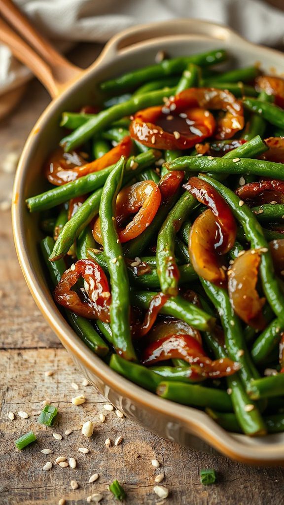 honey soy glazed green beans