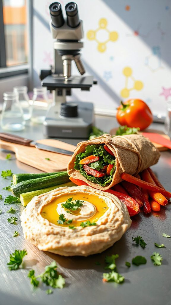 hummus and veggie wrap