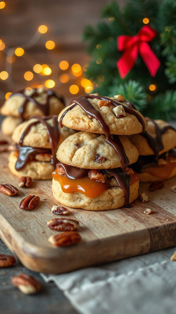 indulgent turtle cookie sandwiches