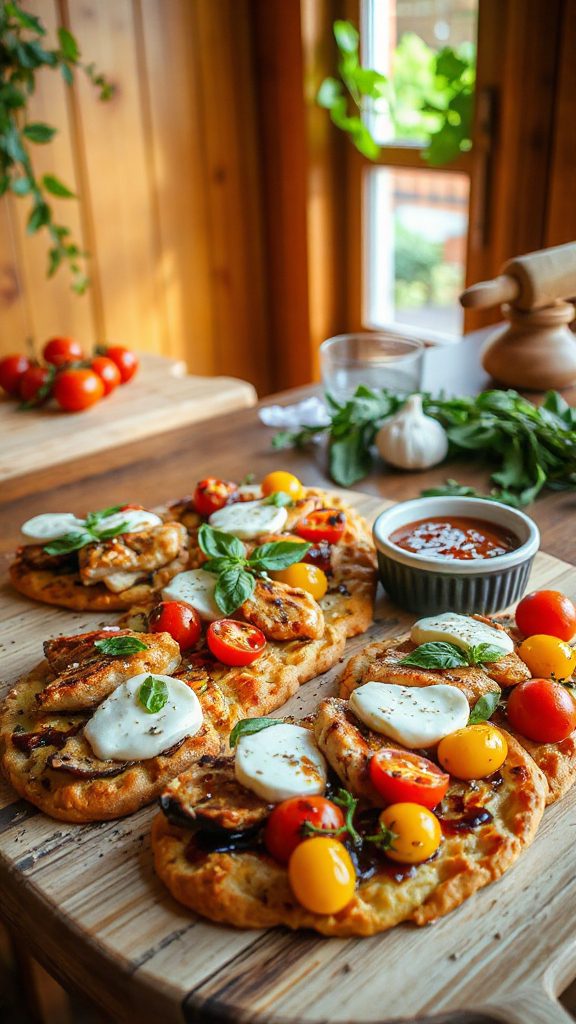 italian chicken mozzarella flatbreads