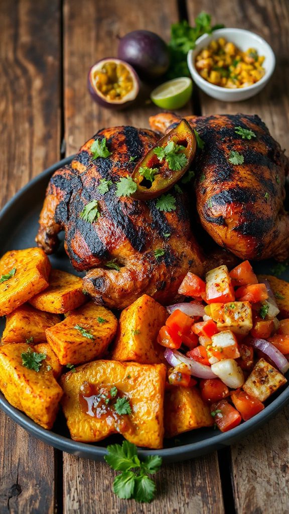 jerk chicken with kelewele salsa