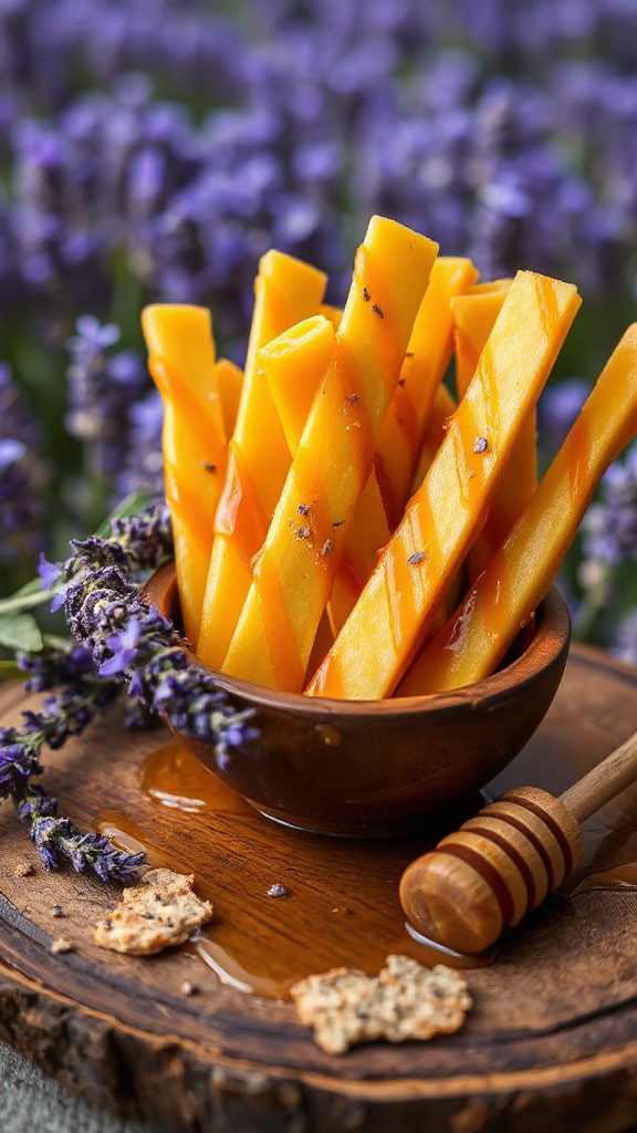 lavender infused honey cheese sticks