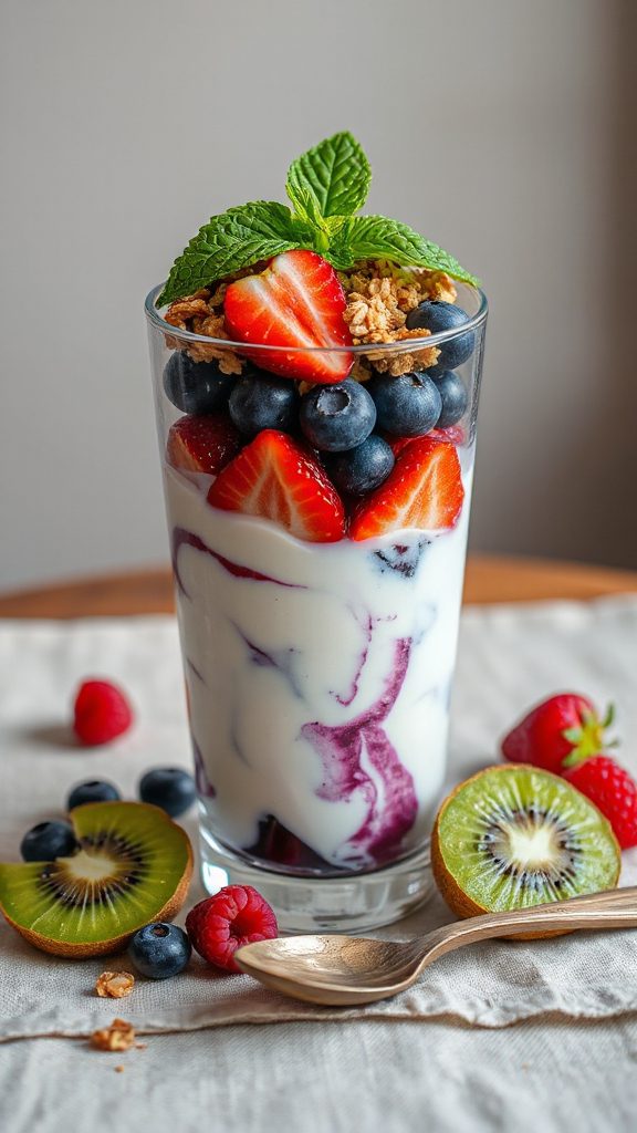 layered fruit and yogurt