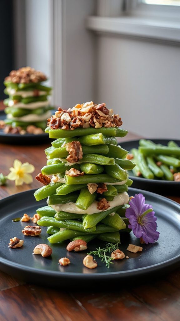 layered green bean stack