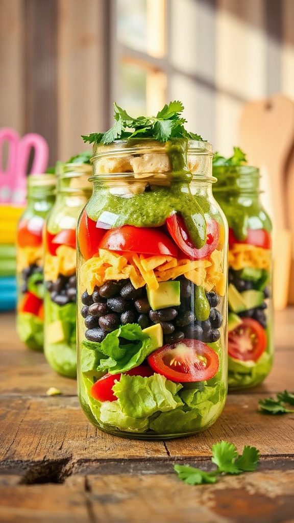 layered taco salad jar