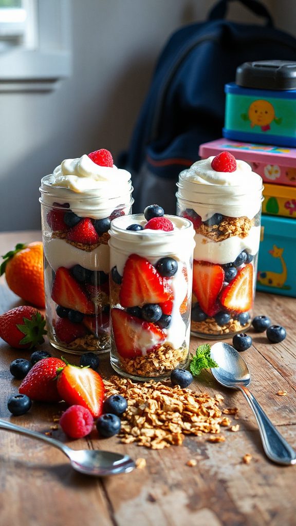 layered yogurt fruit parfaits