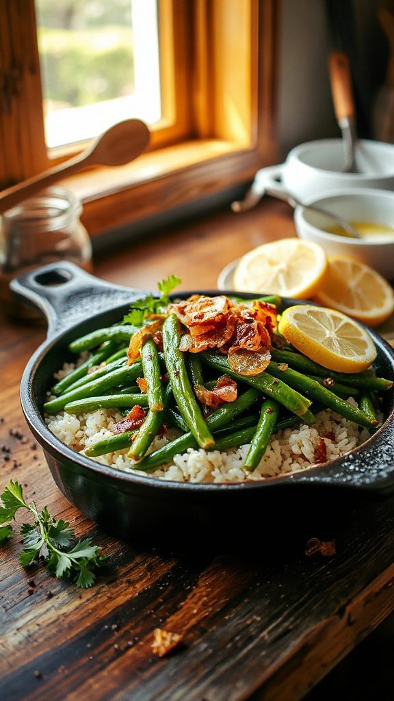 lemon herb green beans skillet