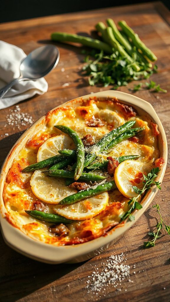 lemon parmesan green bean gratin