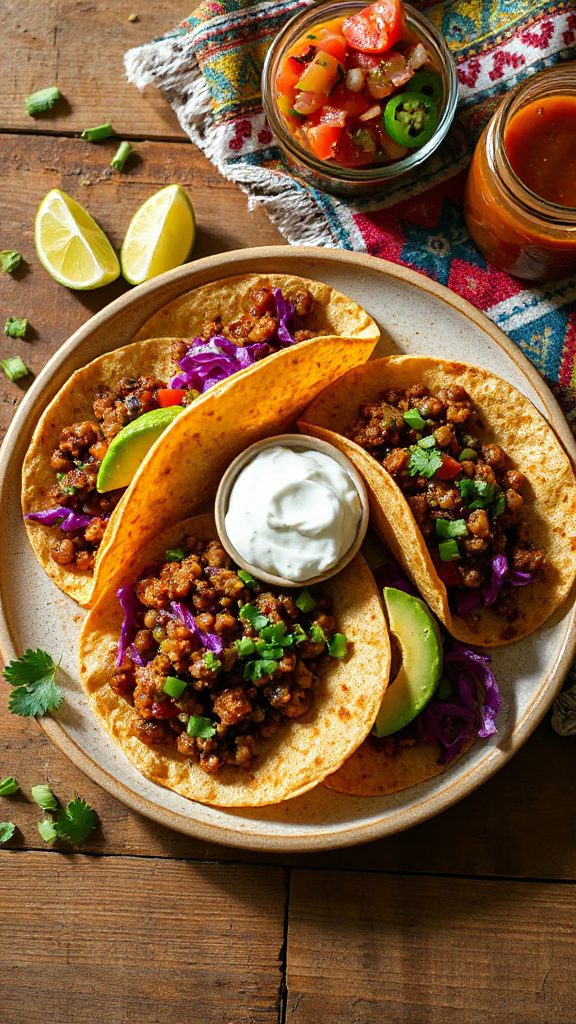 lentil tacos with toppings