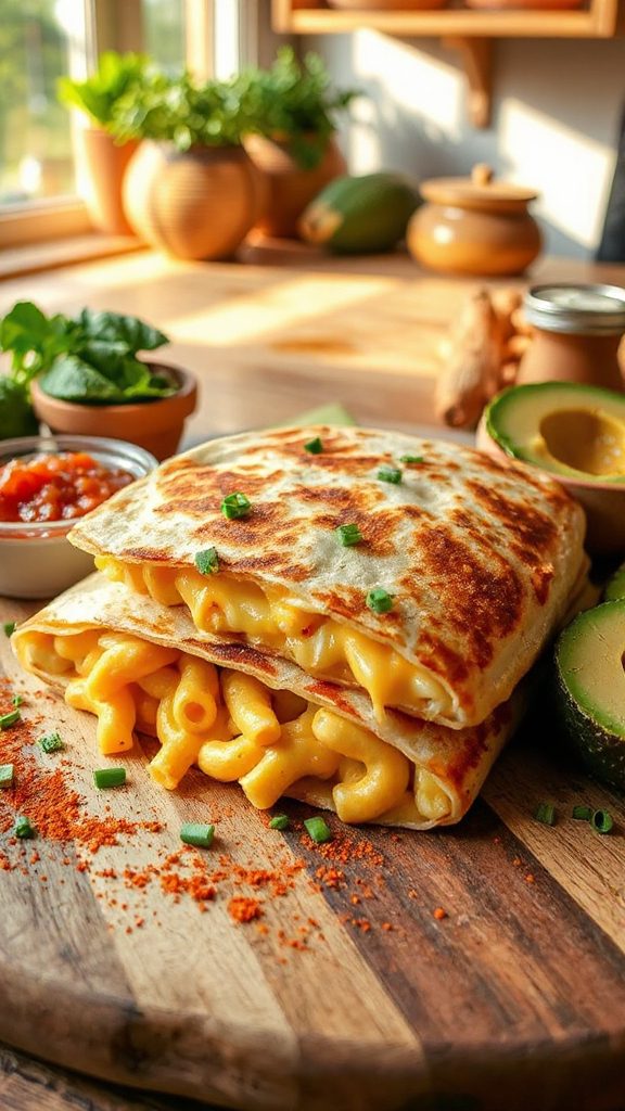 mac and cheese quesadilla delight