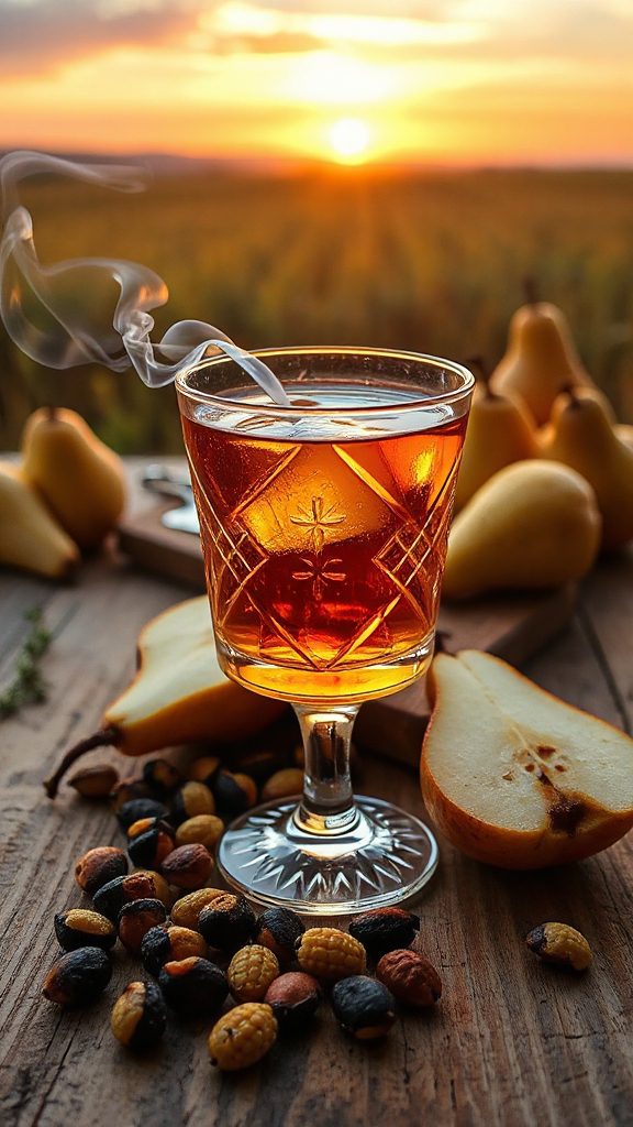 maple and charred pear sour