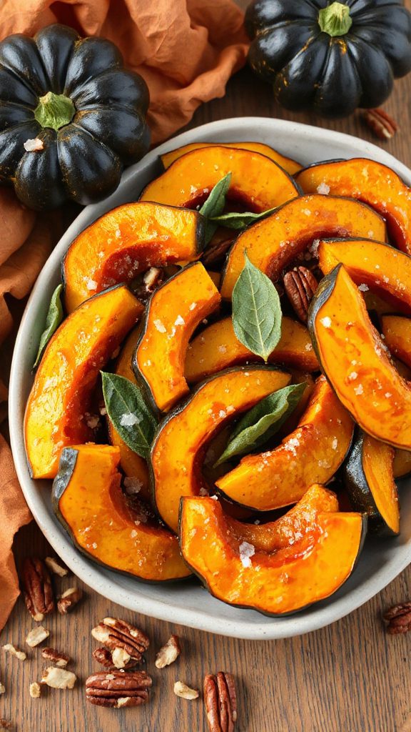 maple glazed acorn squash slices