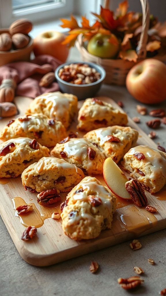 maple glazed apple pecan scones