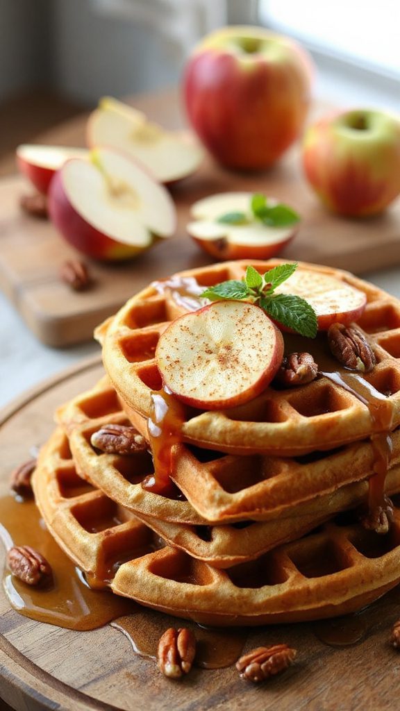 maple glazed apple waffle delight