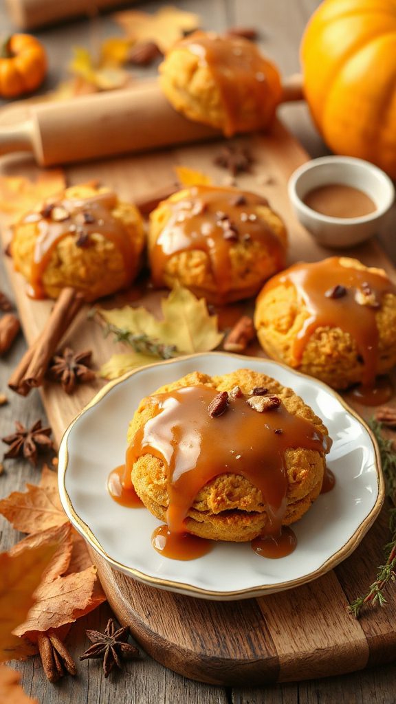 maple glazed pumpkin biscuits
