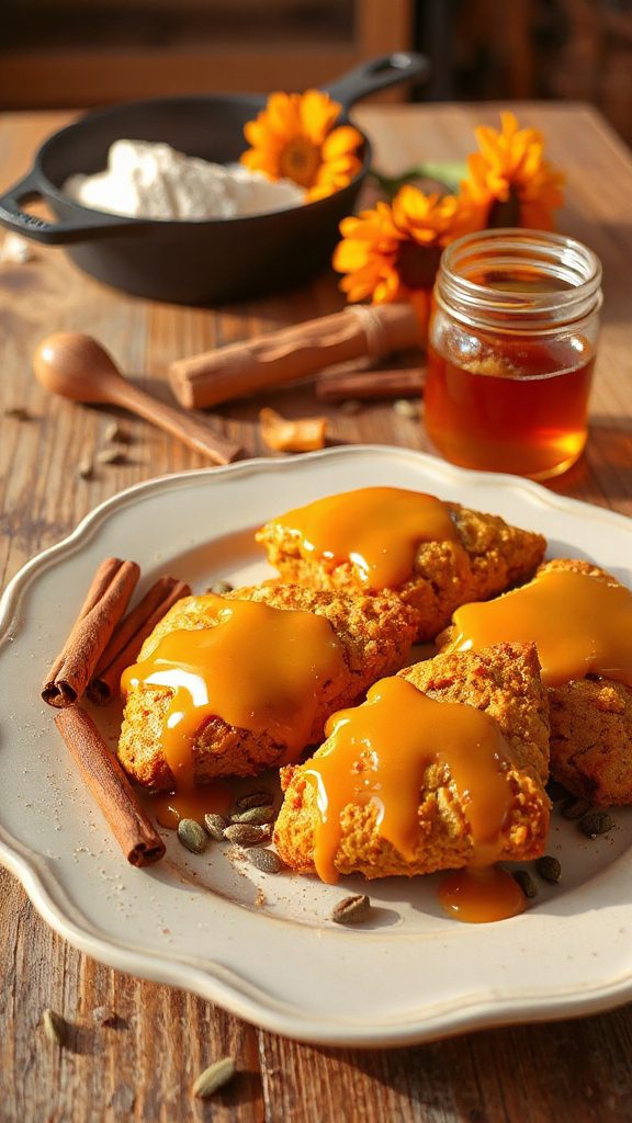 maple glazed pumpkin scones