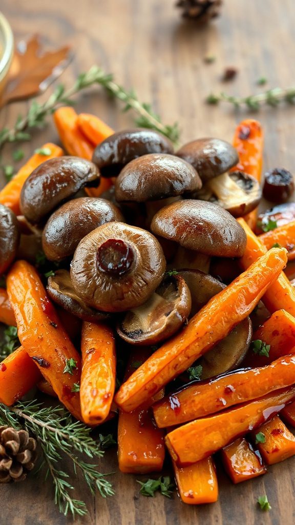 maple glazed seasonal vegetable dish