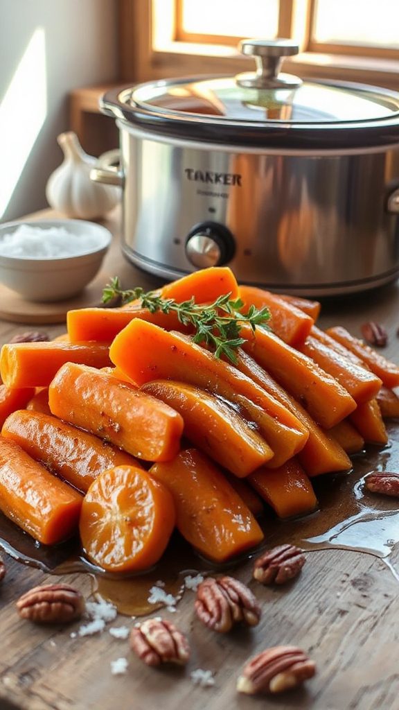 maple glazed slow cooker carrots