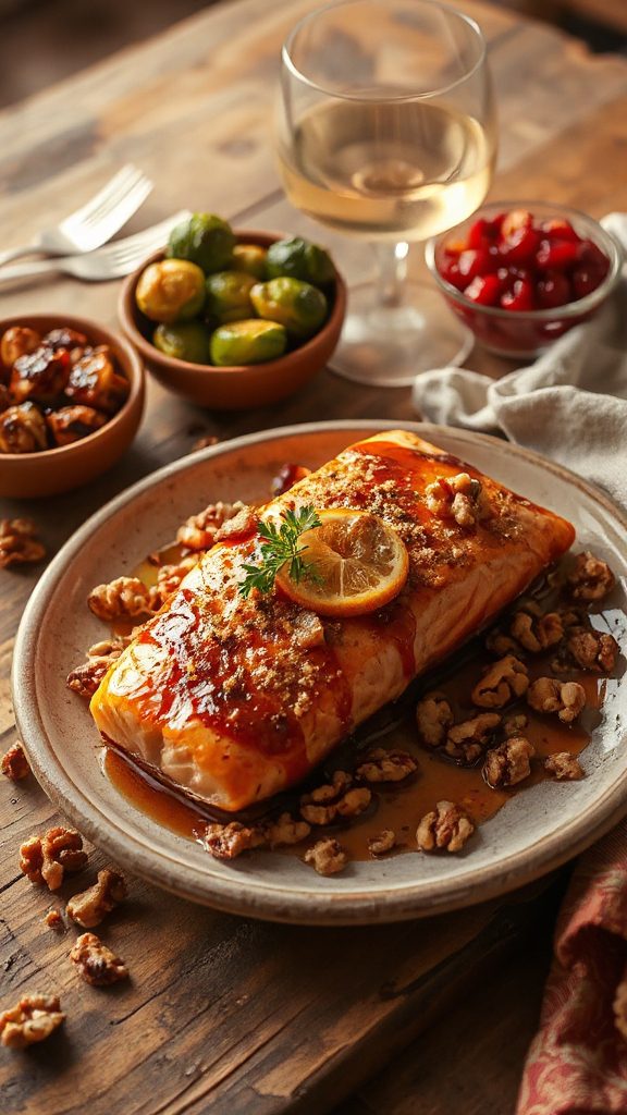 maple glazed walnut crusted salmon