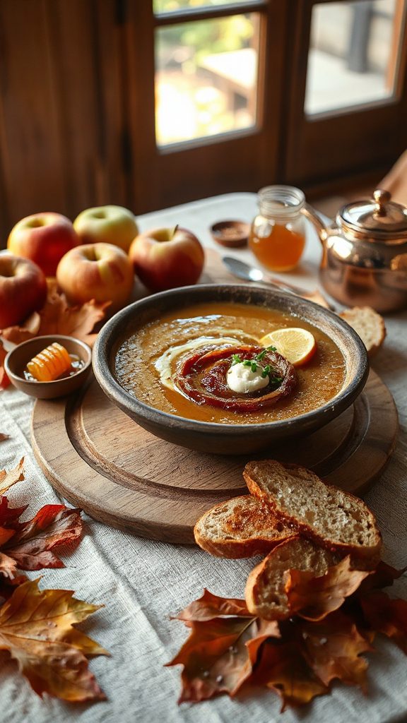 maple infused apple onion bisque